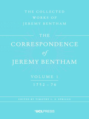 cover image of The Correspondence of Jeremy Bentham, Volume 1